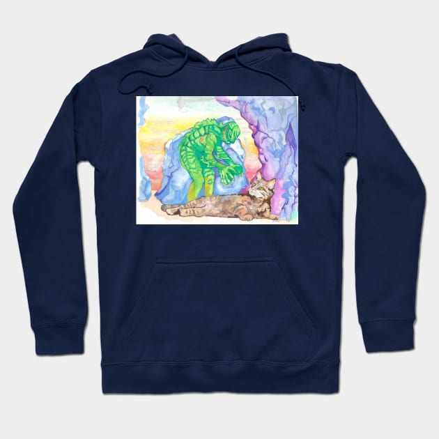 Creature From the Cat Lagoon Hoodie by PizzaPetsAndNonsense